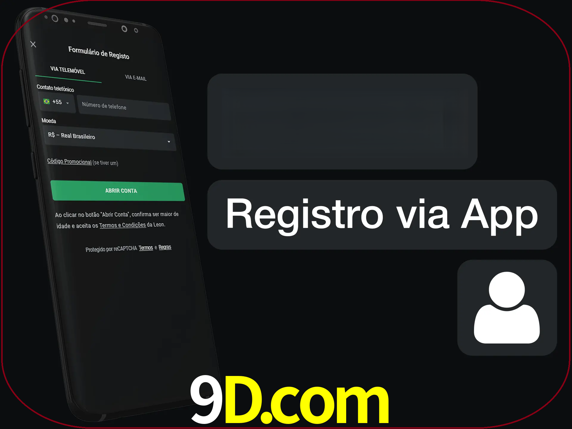 Registre-se com duas etapas usando o aplicativo.
