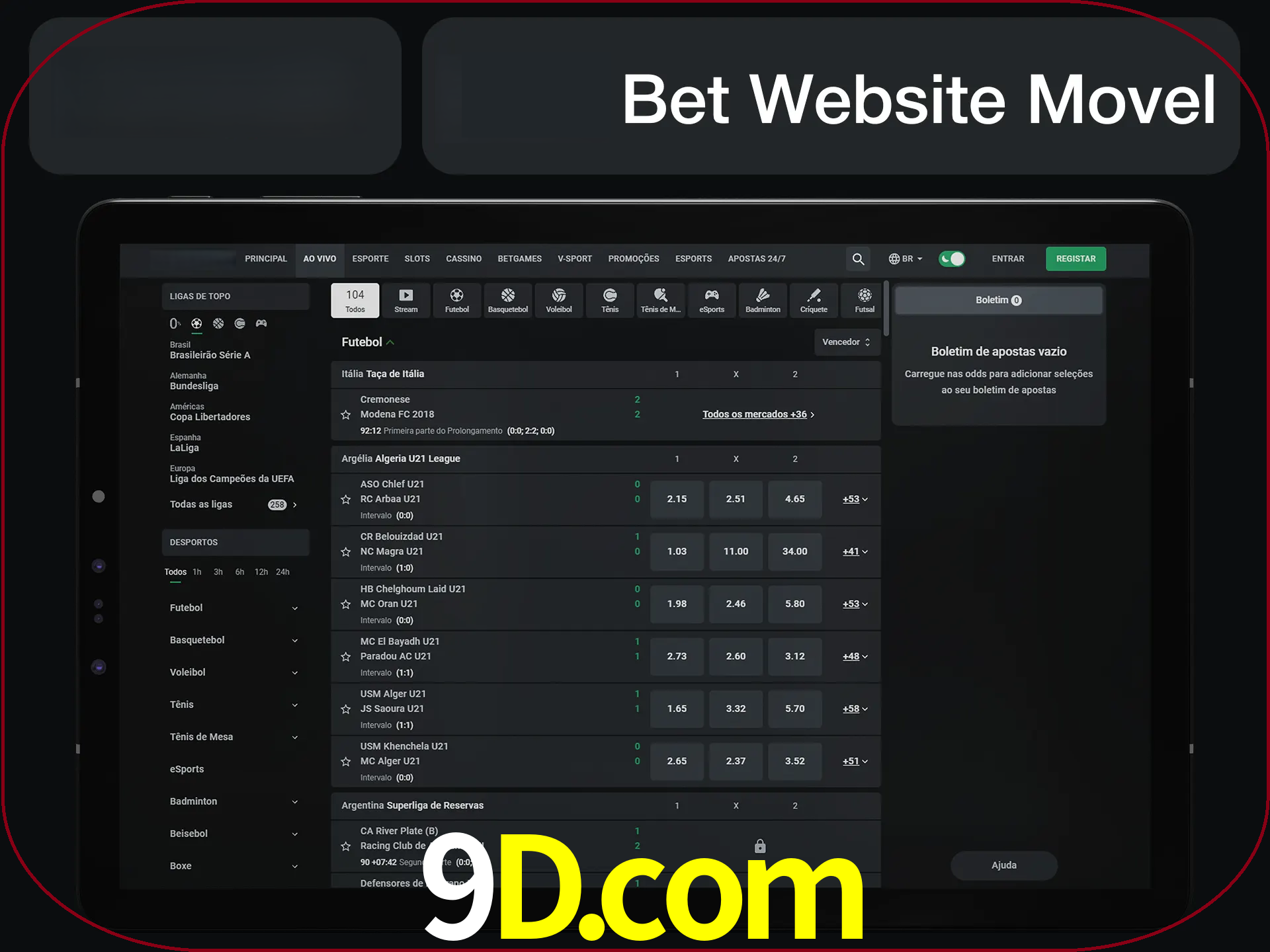 Use nosso website em qualquer dispositivo.